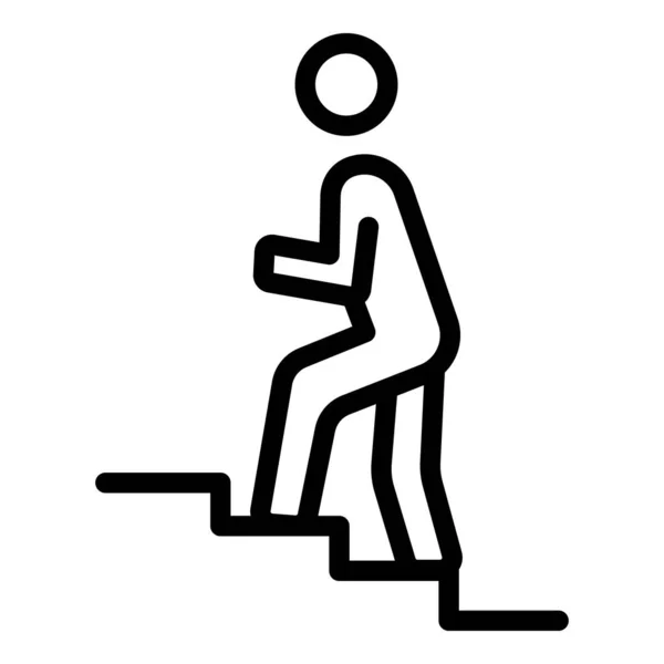 Человек вверх по лестнице иконка, стиль контура — стоковый вектор
