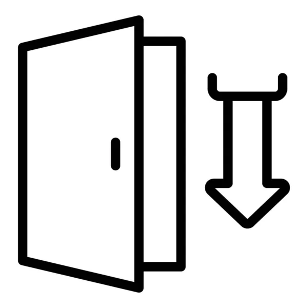 Icône d'évacuation de porte en bois, style contour — Image vectorielle