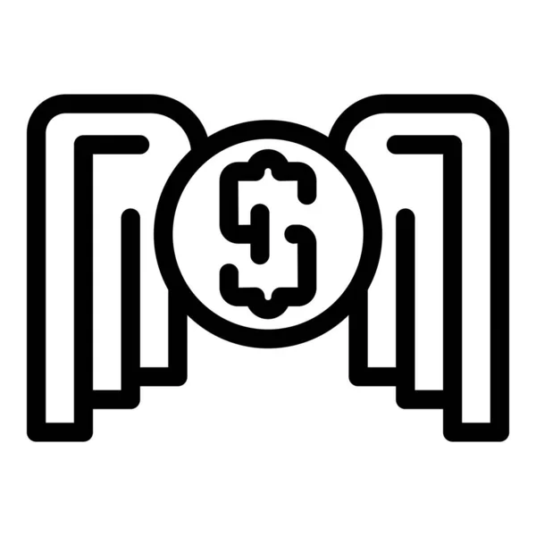Money support icon, outline style — Stock Vector