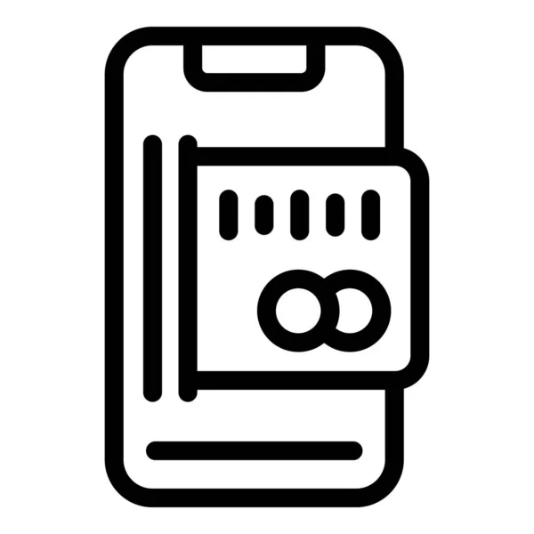 Mobiel bankieren icoon, outline stijl — Stockvector