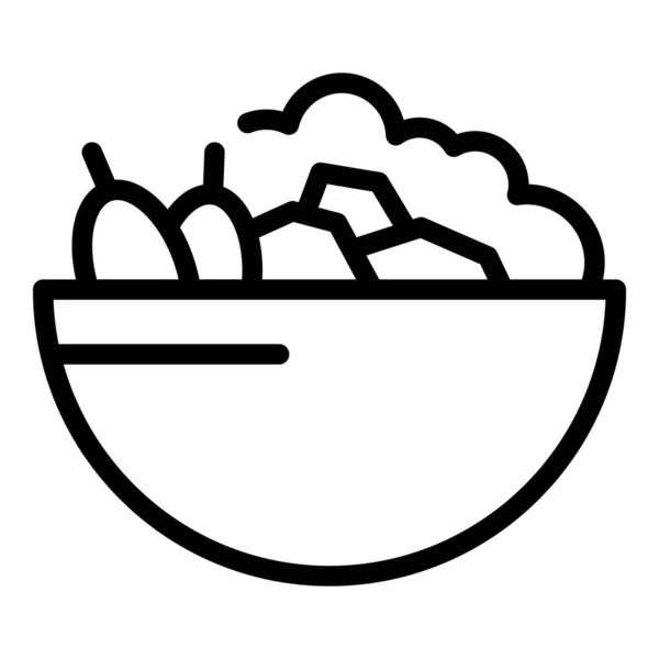 Schüssel Mittagessen Essen Symbol, Umriss Stil — Stockvektor