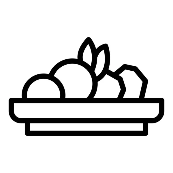 Lunch plate icon, outline style — Stock Vector