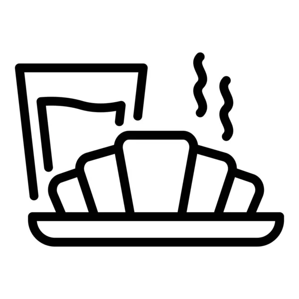 Croissant ícone do café da manhã, estilo esboço — Vetor de Stock