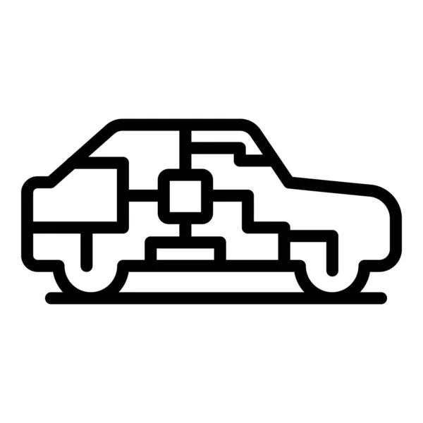 Icono de auto inteligente, estilo de esquema — Vector de stock