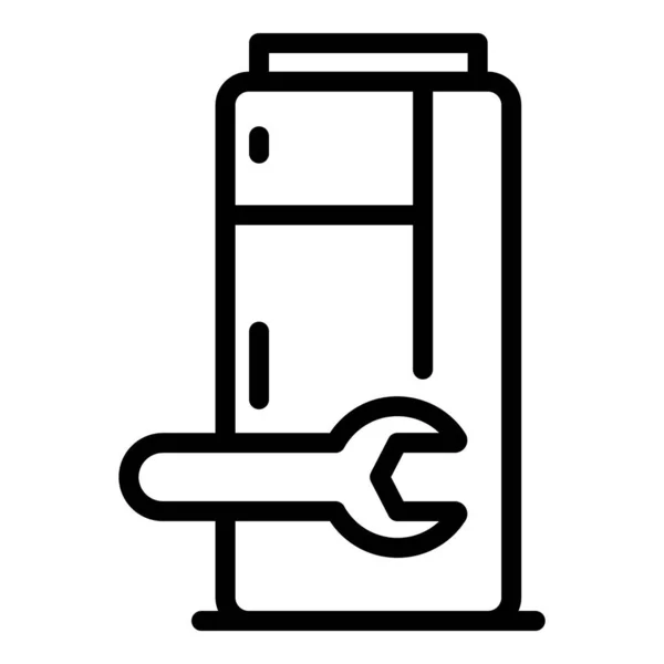 Κλειδί επισκευή εικονίδιο ψυγείο, περίγραμμα στυλ — Διανυσματικό Αρχείο