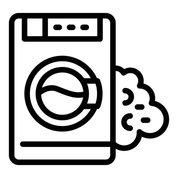 Ícone de máquina de lavar roupa defeituoso, estilo esboço — Vetor de Stock