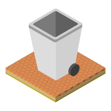 Çöp kutusu plastik simgesi, izometrik biçim
