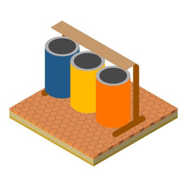 Şehir çöp kutusu simgesi, izometrik biçim