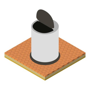 Ofis çöp kutusu simgesi, izometrik biçim