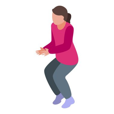 Kadın sabah egzersiz simgesi, izometrik biçim