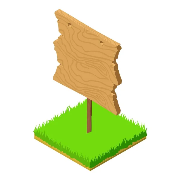 Ícone de madeira roadsign, estilo isométrico — Vetor de Stock