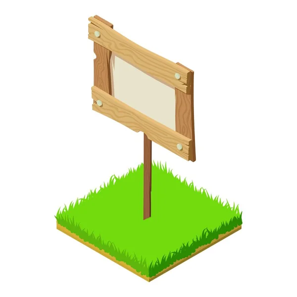 Wooden banner icon, isometric style — Stock Vector