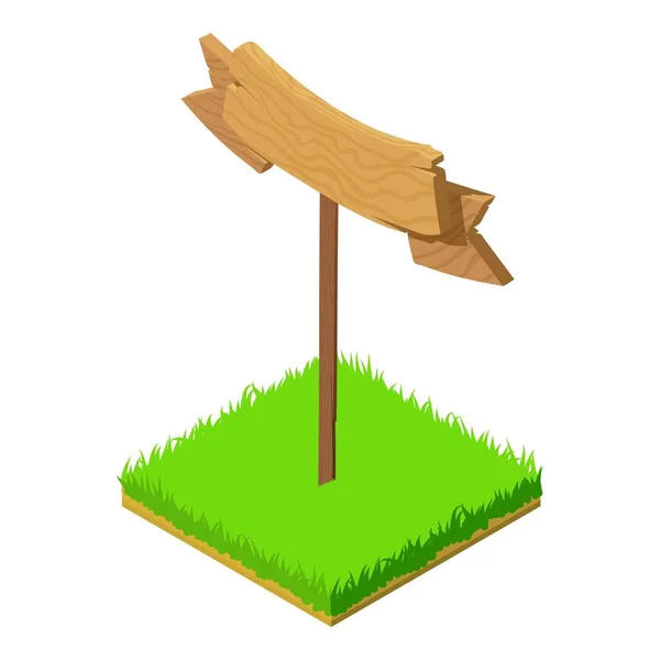 Wood banner icon, isometric style — Stock Vector