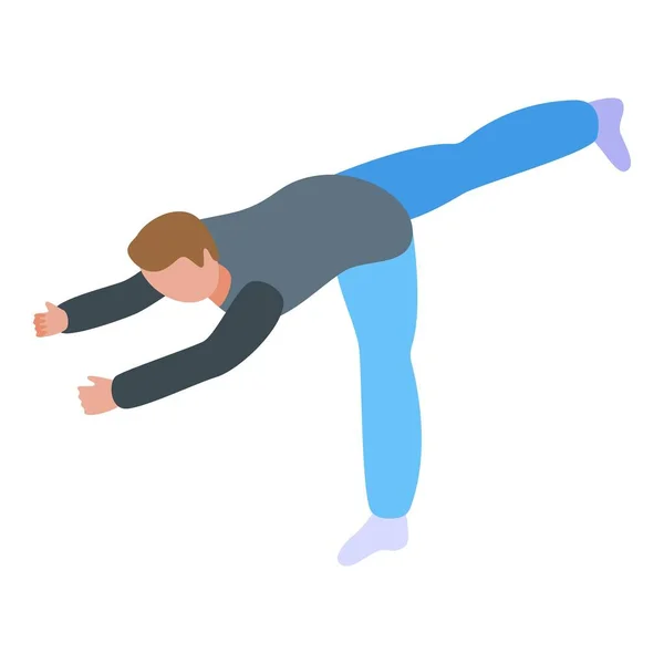 Niño practica yoga icono, estilo isométrico — Vector de stock