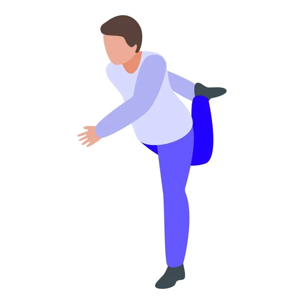 Man stretching icoon, isometrische stijl — Stockvector