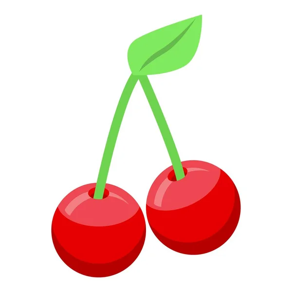 Red cherry icon, isometric style — Stock Vector