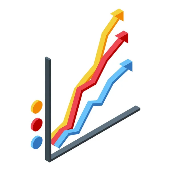 Ranking lines graph icon, isometric style — Stock Vector