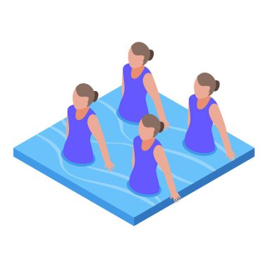 Senkronize yüzme aerobik ikonu, izometrik biçim