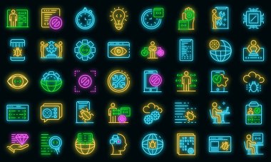 Yazılım simgeleri test ediliyor vektör neonu belirlendi