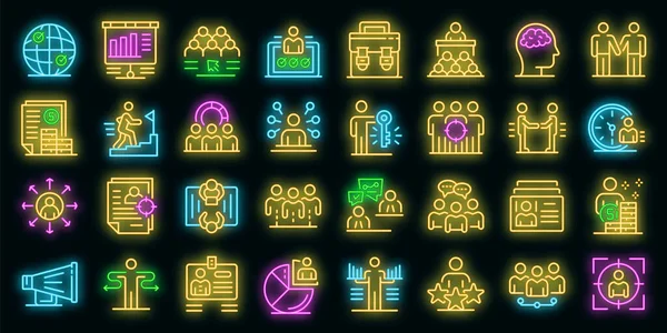 Recruiter icons set vector neon — Stock Vector