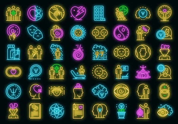 Psychologist icons set vector neon — Stock Vector