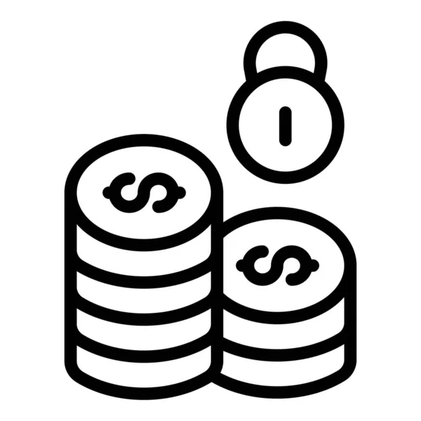 Dollaro icona della pila di monete, stile contorno — Vettoriale Stock