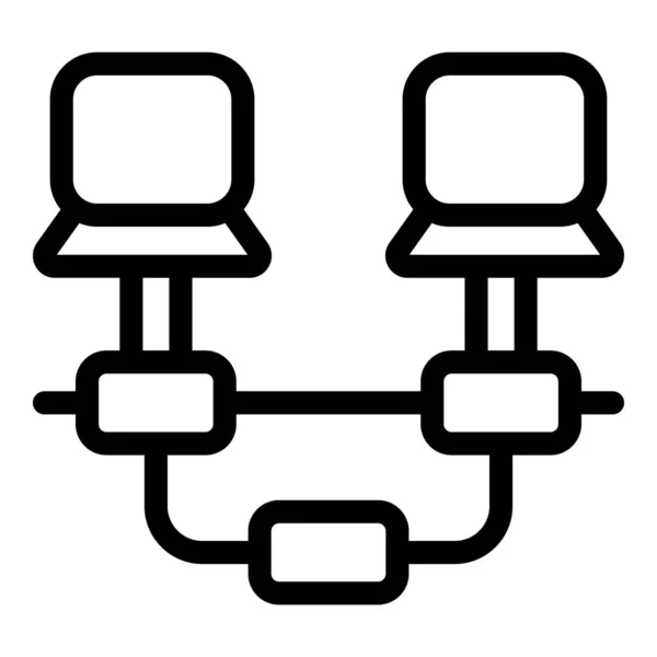 Icono de red informática, estilo de esquema — Archivo Imágenes Vectoriales