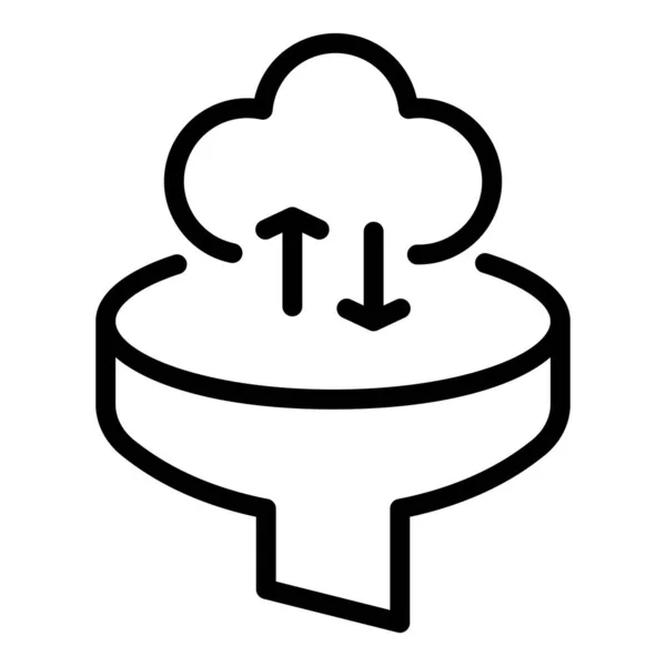 Trichter-Datenwolke-Symbol, Umrissstil — Stockvektor