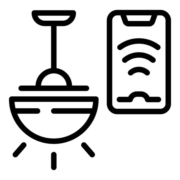Home smart lightbulb icon, outline style — Stock Vector