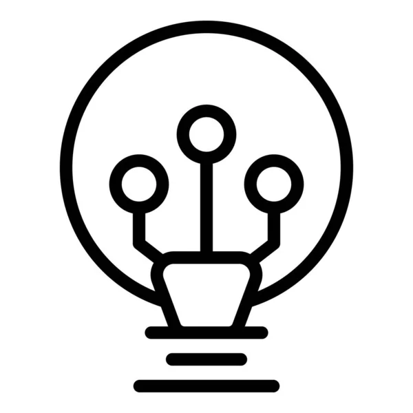 Icono de bombilla inteligente de lámpara, estilo de esquema — Vector de stock