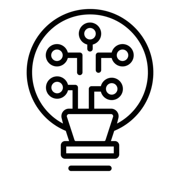 Ai icona lampadina intelligente, stile contorno — Vettoriale Stock