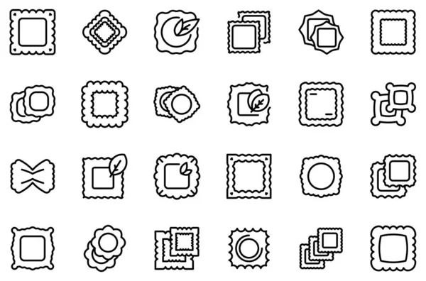 Conjunto de iconos Ravioli, estilo de contorno — Vector de stock