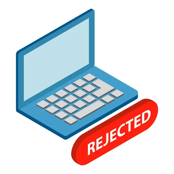 Laptop rejected icon, isometric style — Stock Vector