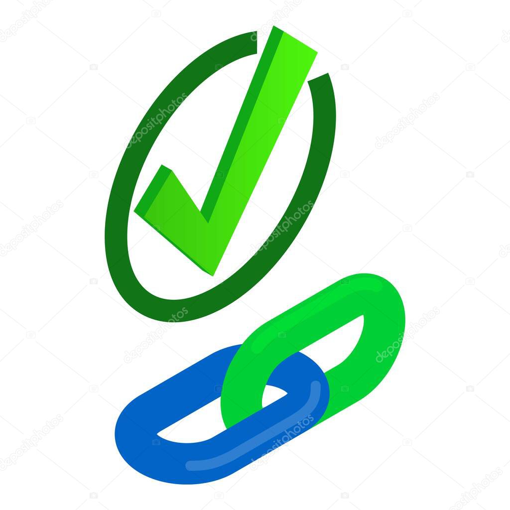 Checking link icon, isometric style