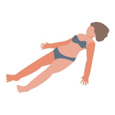 Kadın güneşlenme ikonu, izometrik stil