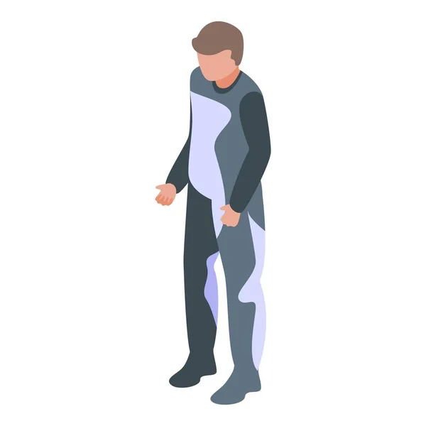 Hombre en traje de buceo icono, estilo isométrico — Vector de stock