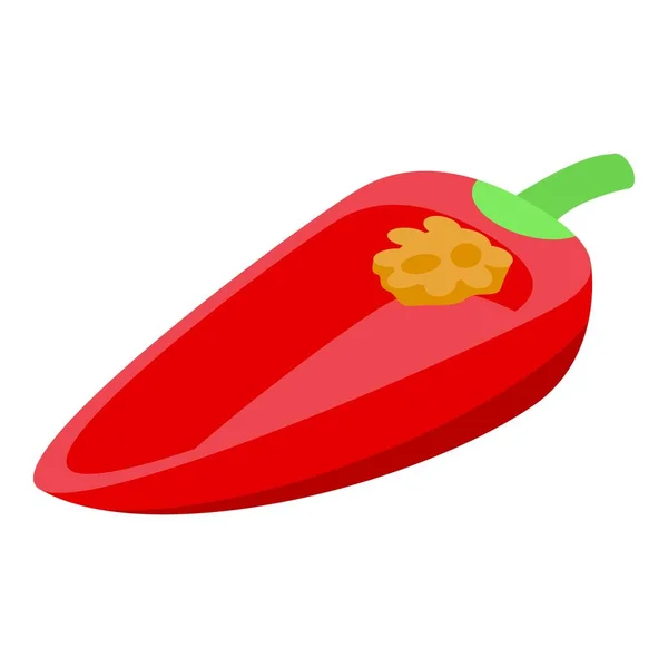 Slice of red paprika icon, isometric style — Stock Vector