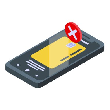 Çevrimiçi telefon ödeme simgesini iptal et, izometrik biçim