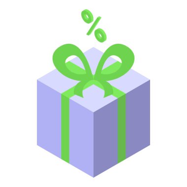 Hediye kutusu sonuç para simgesi, izometrik biçim