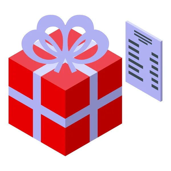 Caja de regalo icono de los derechos del consumidor, estilo isométrico — Vector de stock