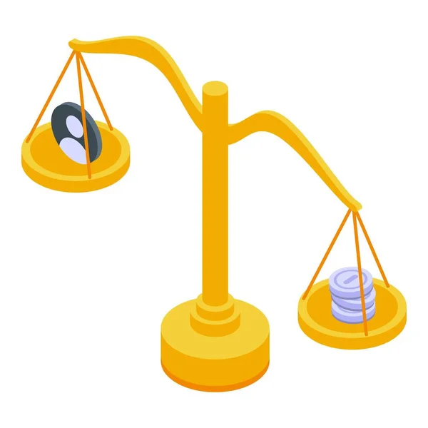 Fogyasztói jogok egyensúlya ikon, izometrikus stílus — Stock Vector