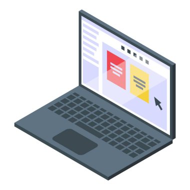 Laptop dijital yazdırma simgesi, izometrik biçim