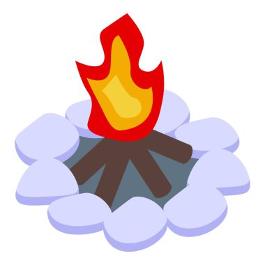 Şenlik ateşi simgesini yükselt, izometrik biçim