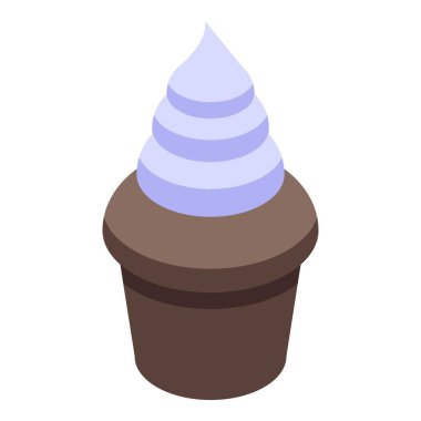 Lezzetli kek ikonu, izometrik stil