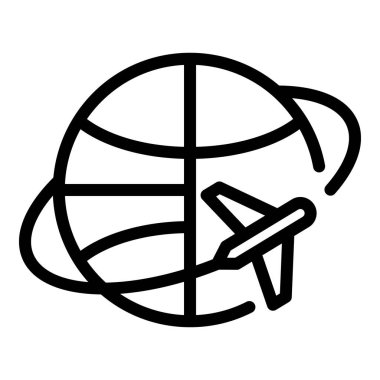 International jet lag icon, outline style clipart