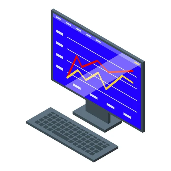 Bitcoin icono de la computadora, estilo isométrico — Vector de stock