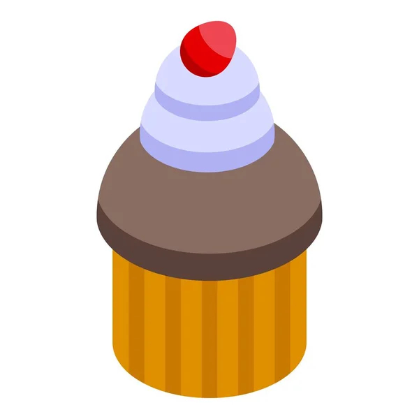 Icono de muffin de cereza, estilo isométrico — Vector de stock