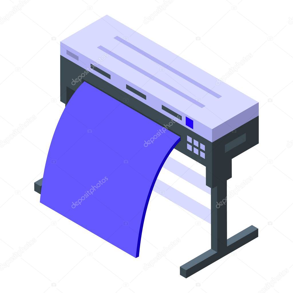 Plotter digital printing icon, isometric style