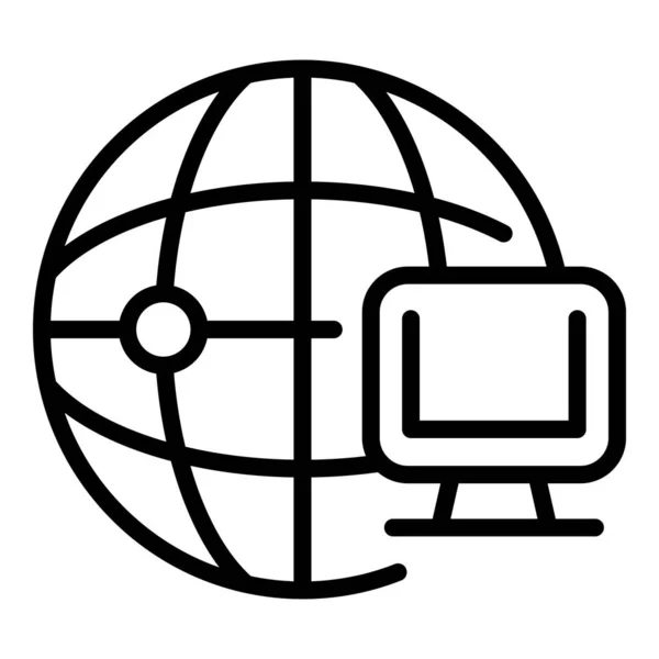 Icono de Internet global, estilo de esquema — Archivo Imágenes Vectoriales