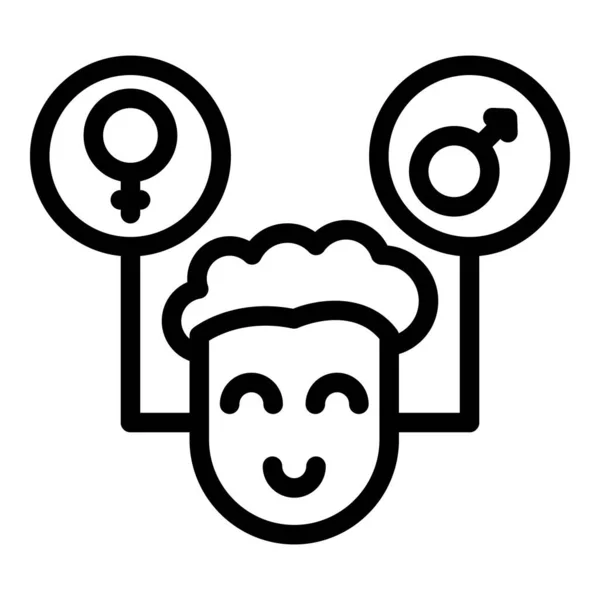 Gender identity boy think icon, outline style — Stock Vector